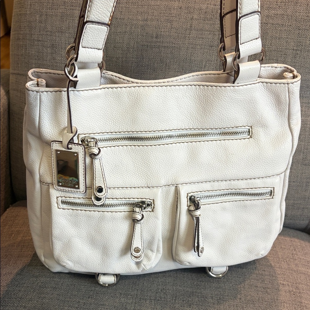 Tignanello White Leather Shoulder Bag with Silver Hardware - Picture 16 of 16